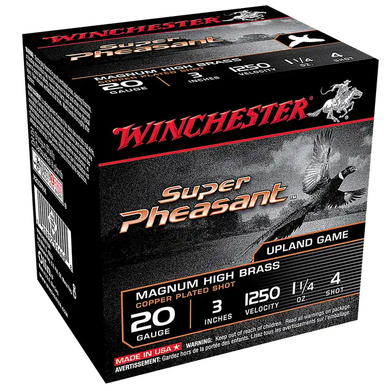 Winchester X203PH4 Super Pheasant HV High Brass 20 GA 3" 4 Copper Plated Lead Shot 1-1/4 oz 1250 fps 25 Rounds