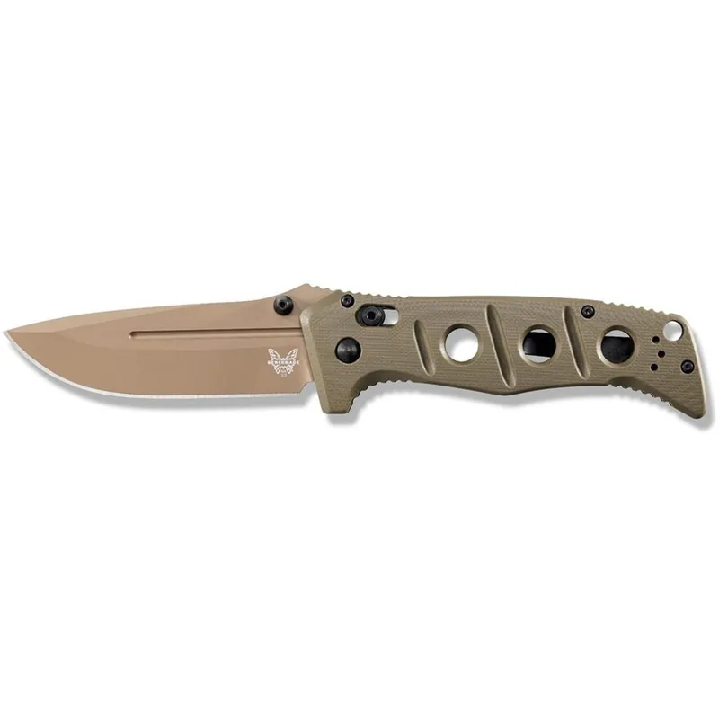 Benchmade 275FE-2 Adamas Folding Knife 3.78" Drop Point CMP-CRUWEAR Flat Dark Earth Blade G-10 Handle Ranger Green