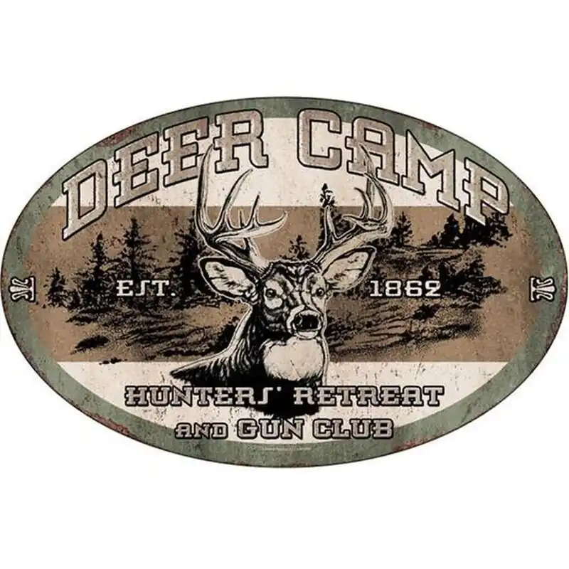 River‘s Edge Products "Deer Camp" Tin Sign 12 x 17 Inches 1535