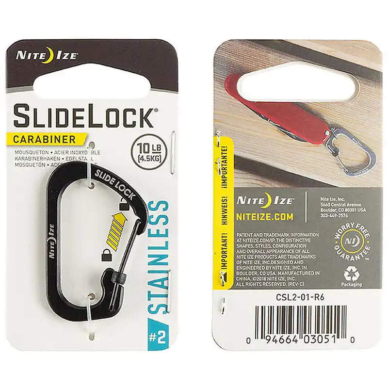 NITE IZE Slidelock Carabiner Stainless Steel 2 Black
