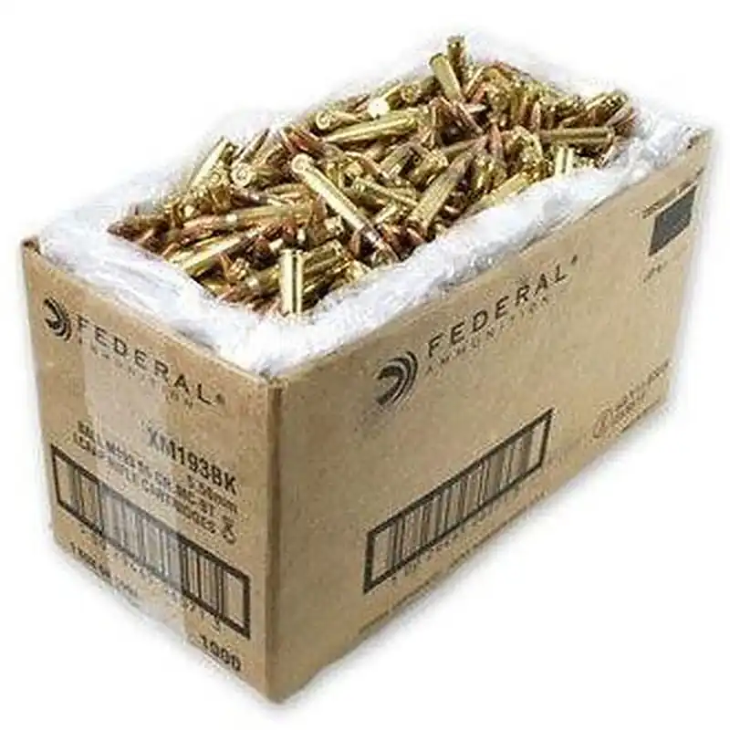Federal American Eagle 55GR AE223BKX FMJBT .223 Ammo 1000 Loose Rounds
