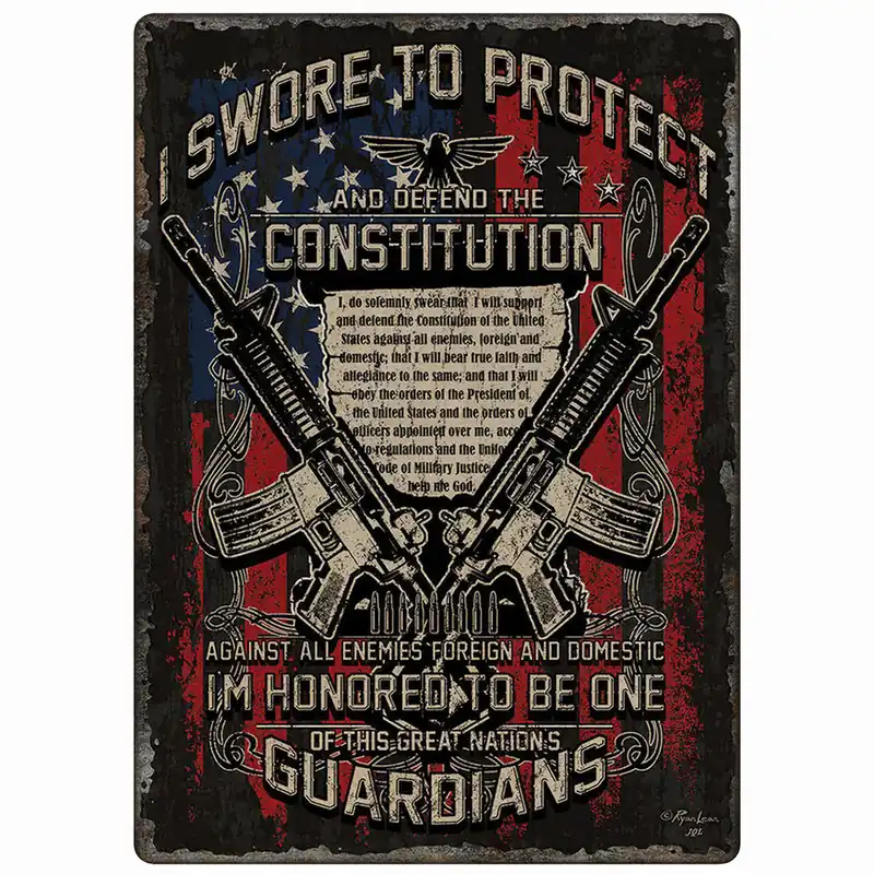 River‘s Edge "Guardians of Constitution" Tin Sign 12"x 17"