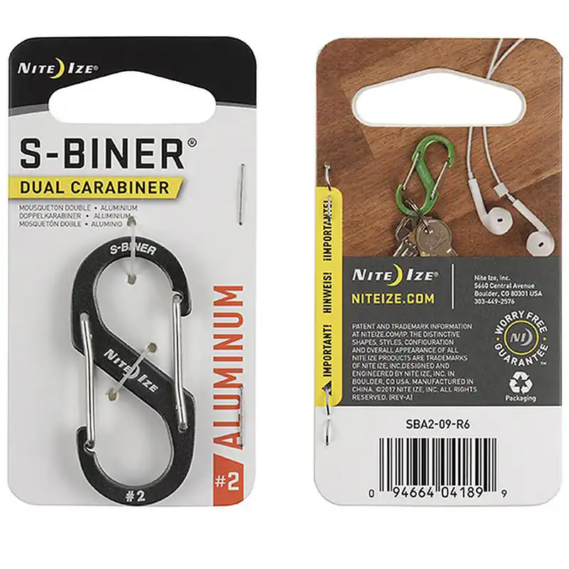NITE IZE S-Biner Aluminum Dual Carabiner 2 Charcoal