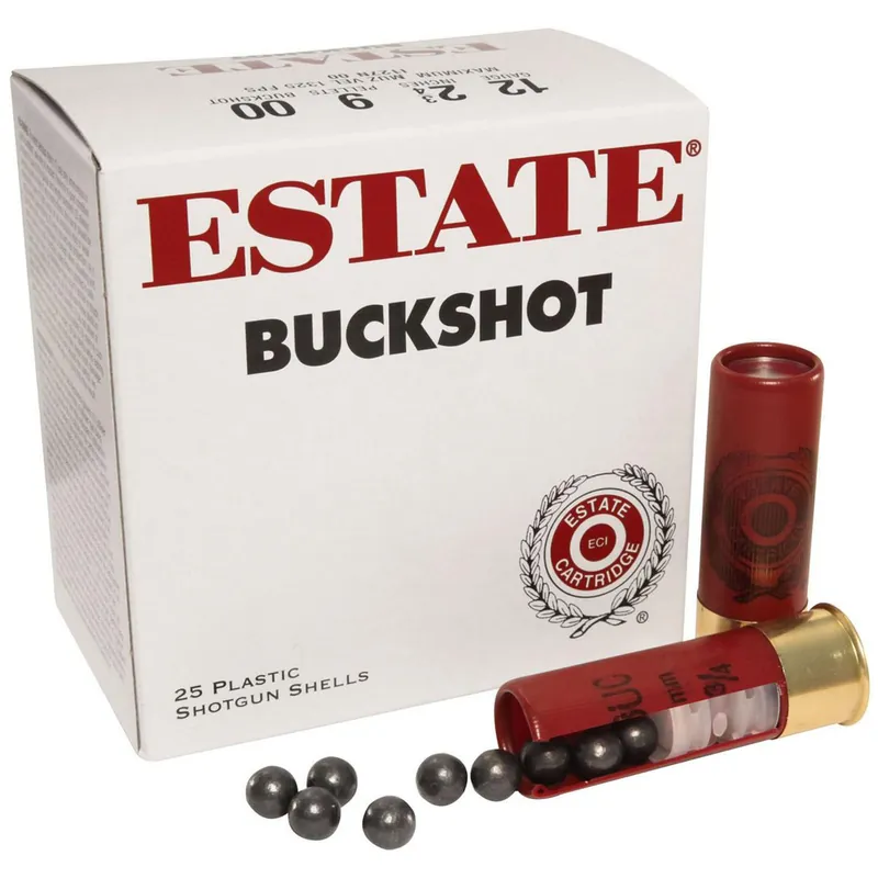 Estate Cartridge I127N 00 12 GA 2-3/4" 00 Buckshot 9 Pellets 25 Rounds