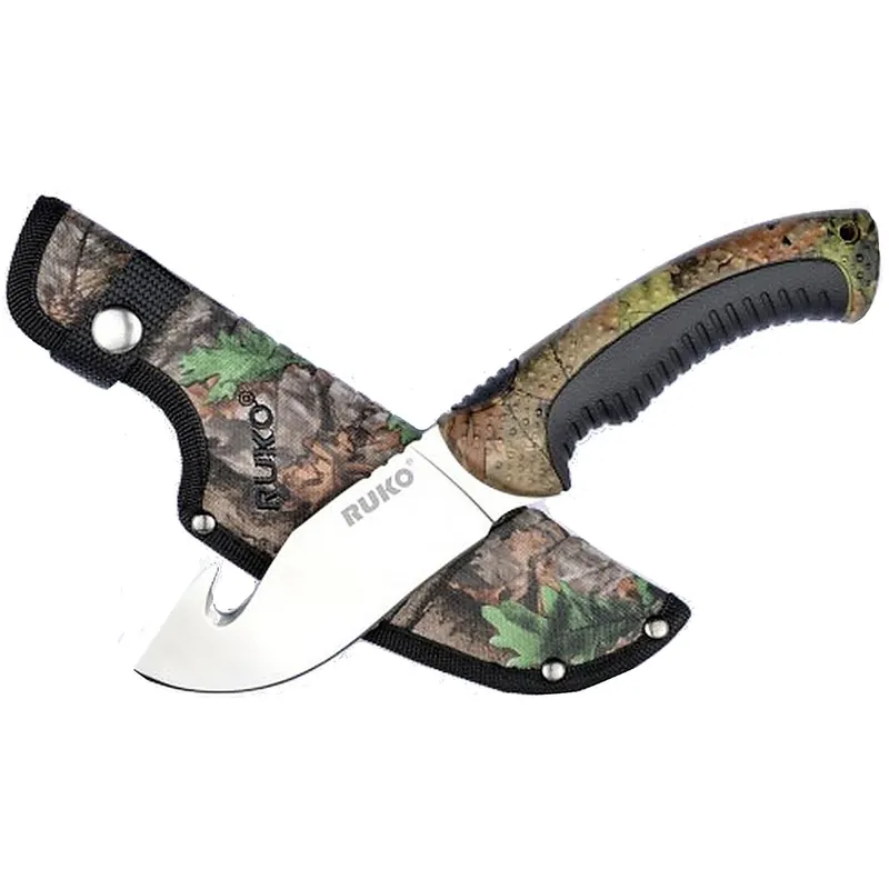 Ruko Large Frame Fixed Blade Hunting Knife in the Woodlands XTREME-3D Combination Pack, RUK0154GHCA
