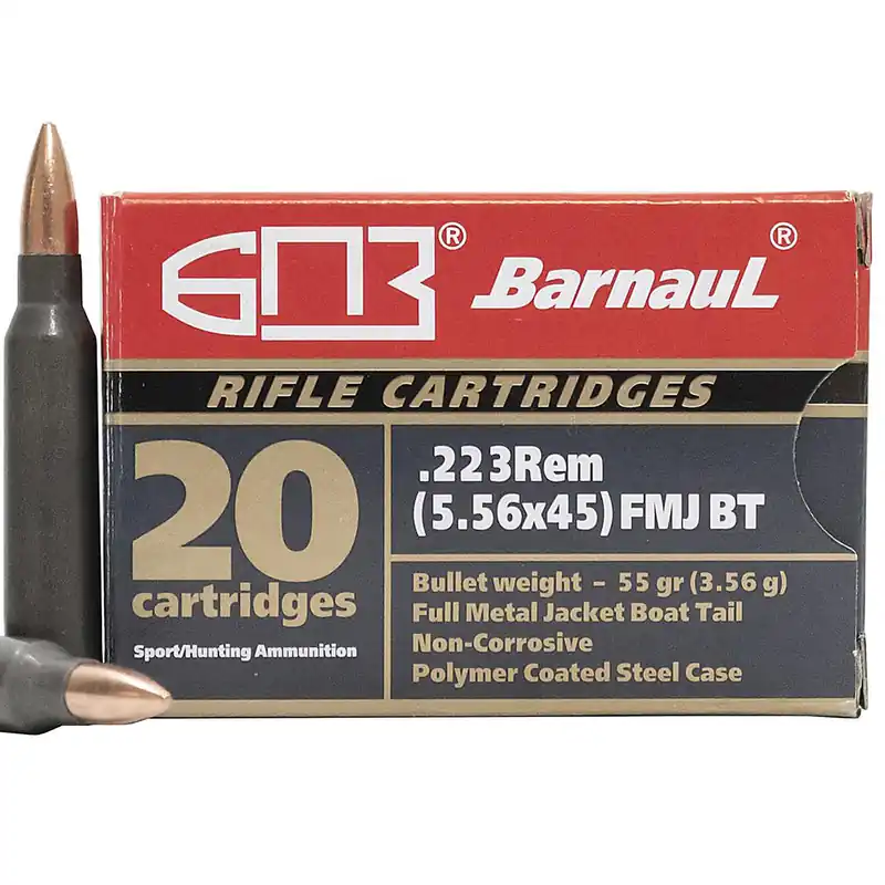 Barnaul Polycoated Steel Case .223 FMJBT62 Remington 62GR FMJBT 20 Rounds
