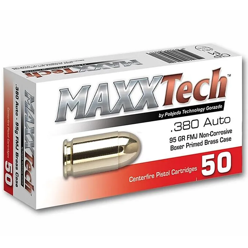MAXXTech .380 ACP 50 Rounds FMJ 95GR PTGB380