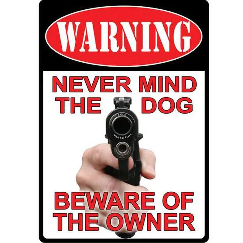 River‘s Edge 12in.x17in. Weatherpoof Rolled Edge Tin Sign, Never Mind Dog