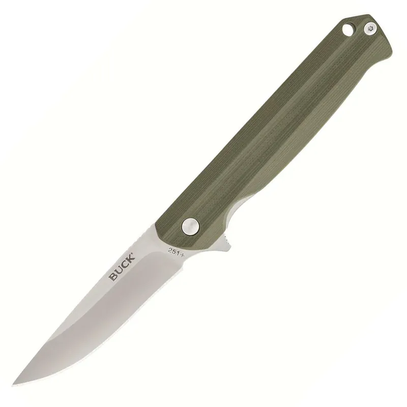 Buck Knifes 251 Langford Folding 3.375" Drop Point 7Cr17MoV Stainless Satin G-10 Handle Green