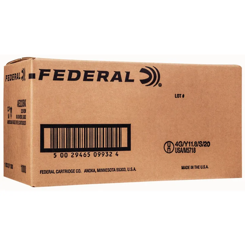 Federal American Eagle 5.56 XM193BKX FMJBT 55GR 1000 Round Box