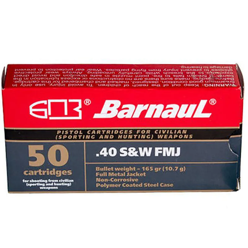 Barnaul FMJ165 Polycoated Steel Case .40 S&W 165 GR FMJ 50 Rounds