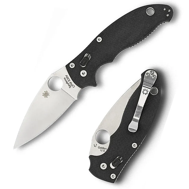 Spyderco C101GP2 C101 Manix2 Folder 3.4" CPM-S30V FG Plain Edge G10 Blk