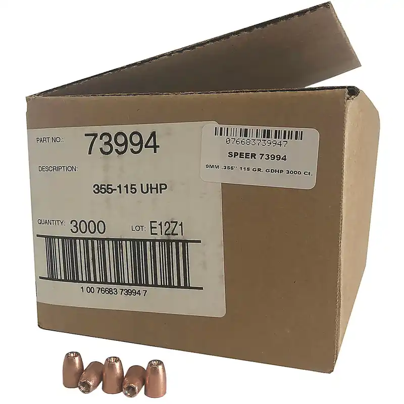SPEER 73994 9MM .355‘‘ 115 GR. GDHP 3000 CT. BULK CASE