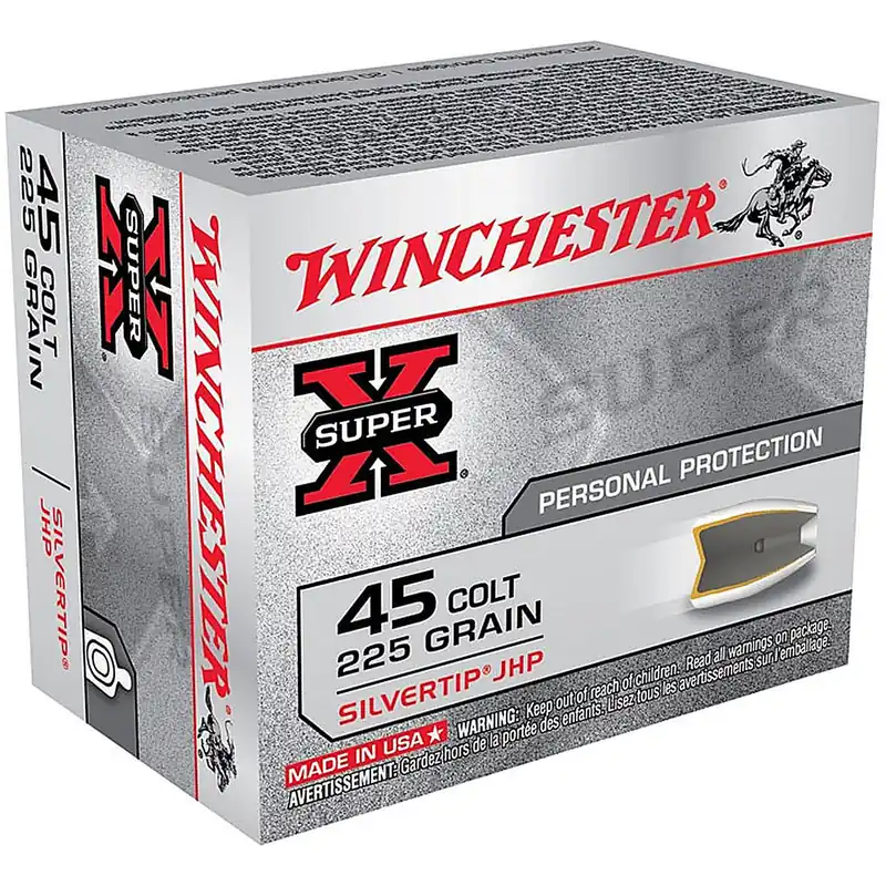 Winchester Super-X Ammunition 45 Colt (Long Colt) 225 Grain Silvertip Hollow Point Box of 20