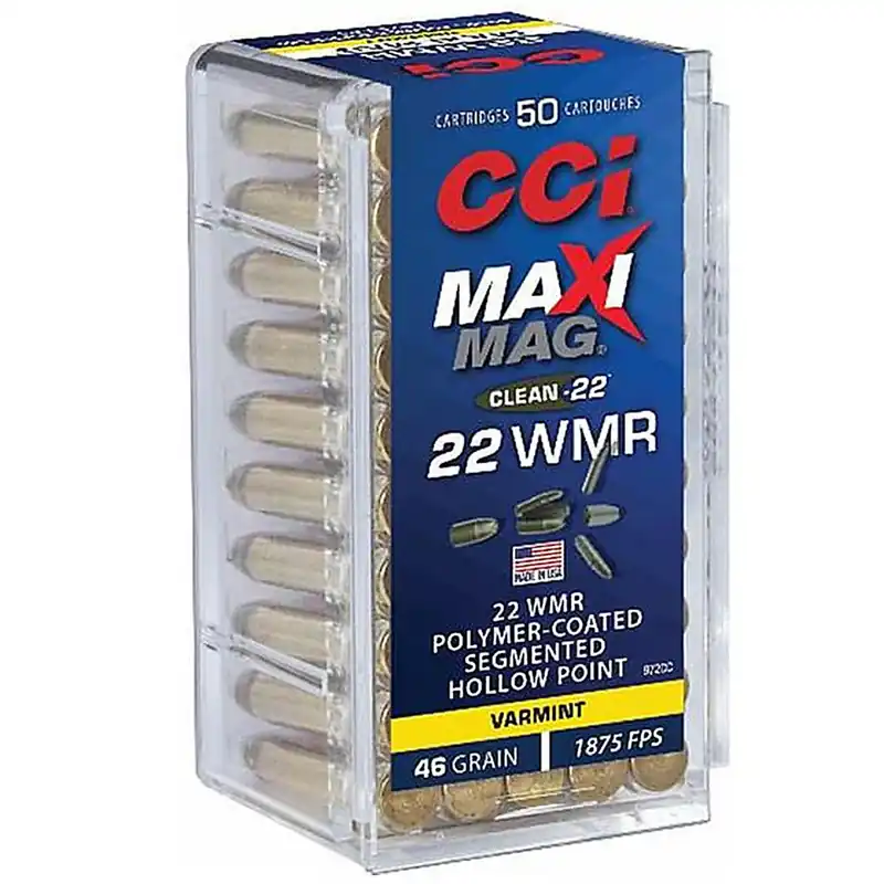 CCI Maxi-Mag Clean-22 Ammo 972CC 22 Winchester Magnum Rimfire (WMR) 46GR LHP 50 Rounds