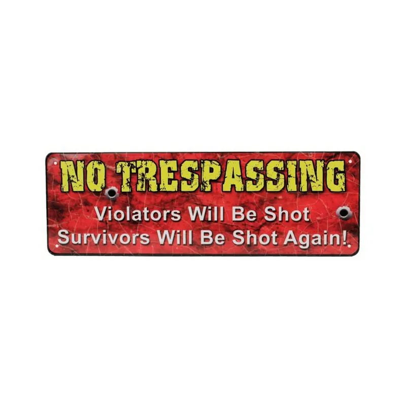 Rivers Edge Products Tin Sign No Trespassing, Size 10.5" x 3.5", mfg 1406