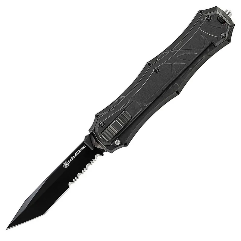 Smith & Wesson OTF Assisted Opening Knife SS Blade Aluminum Handle Black