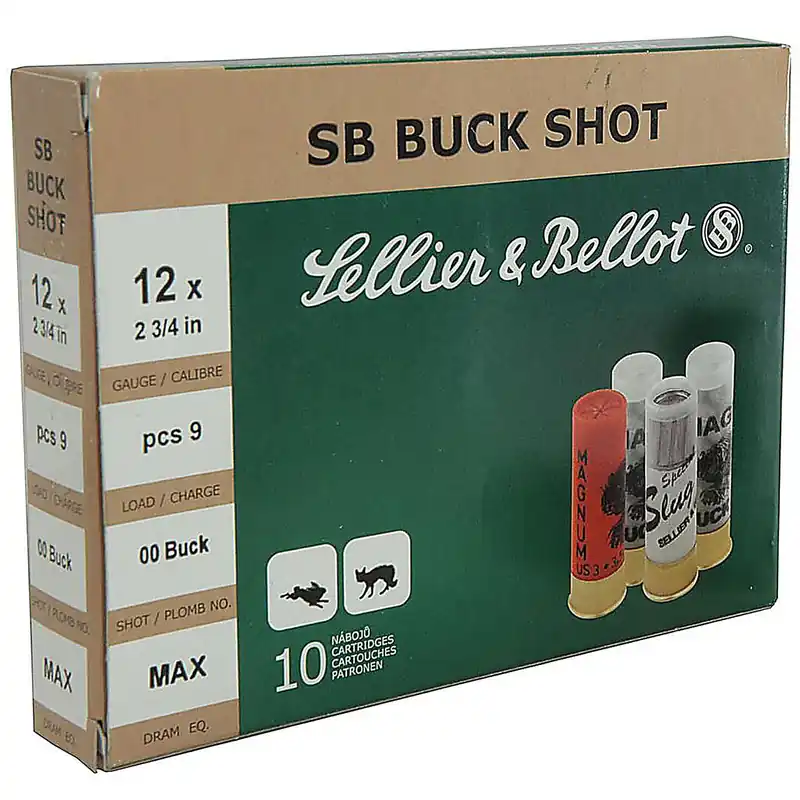 Sellier & Bellot SB12BSJ 12 GA 2-3/4" 00 Buckshot 9 Pellets Box of 10