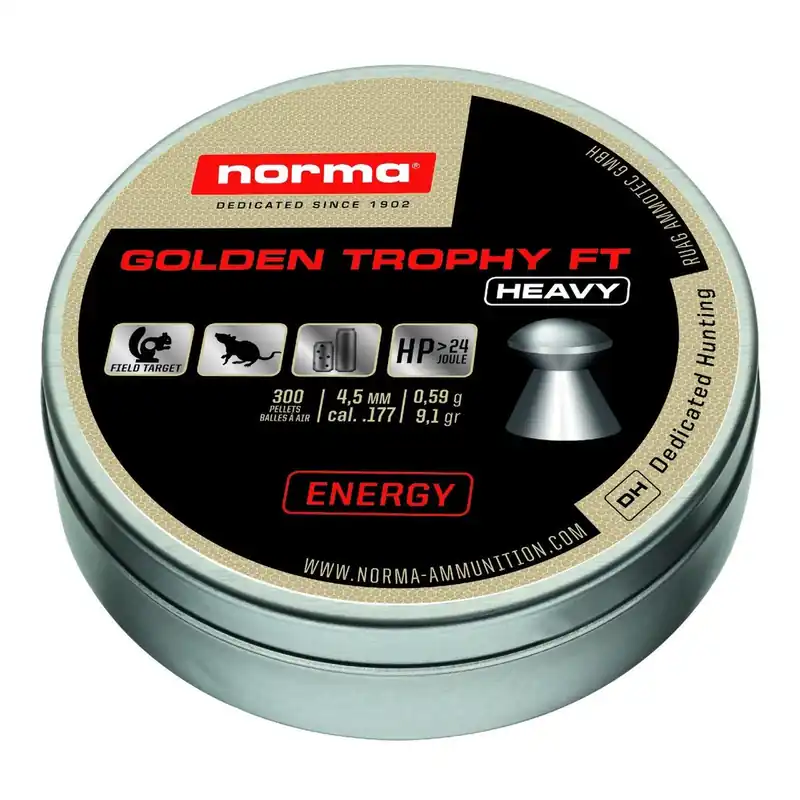 Norma Golden Trophy FT Heavy Air Gun Pellets Caliber 4.5 mm 9.1 Grain Tin of 300