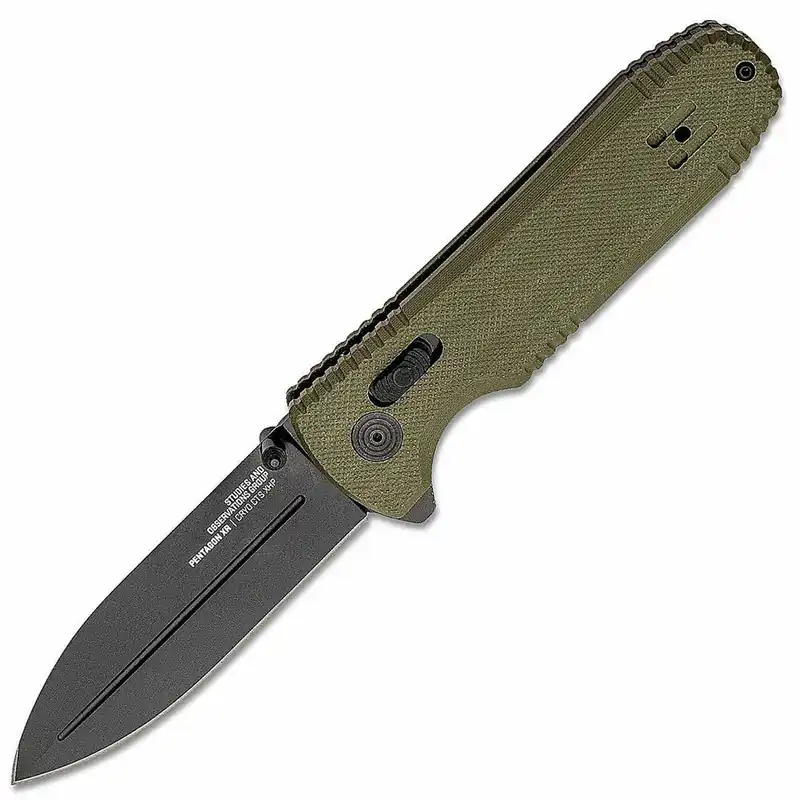 SOG Pentagon Xr Flipper Knife 3.61" Cts-Xhp Black Plain Blade