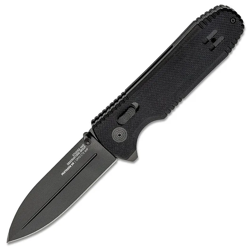 SOG Pentagon XR Flipper Knife 3.61" CTS-XHP Black Plain Blade