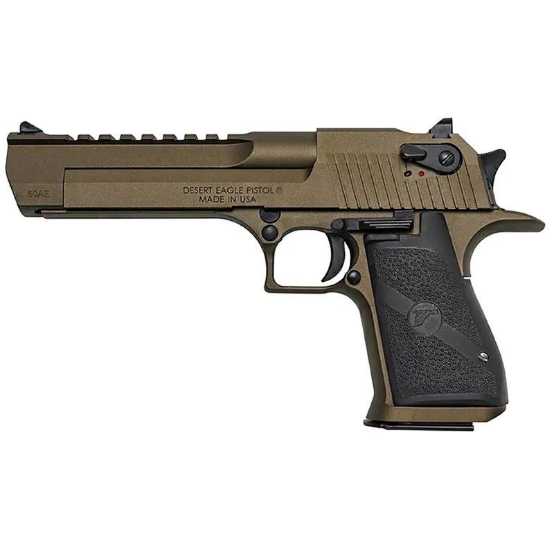 Magnum Research Desert Eagle Mark XIX Pistol 50 Action Express 6" Barrel, 7-Round Burnt Bronze Rubber Grip Black