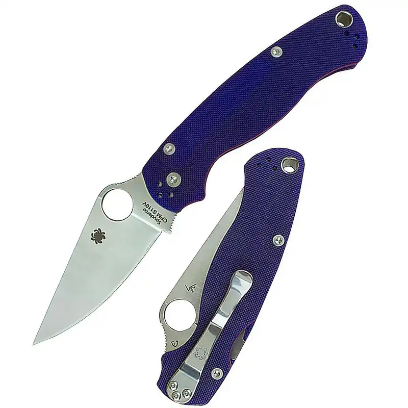 Spyderco Para Military 2 Folding 3.44" Drop Point CPM S110V Steel G-10 Handle Dark Blue