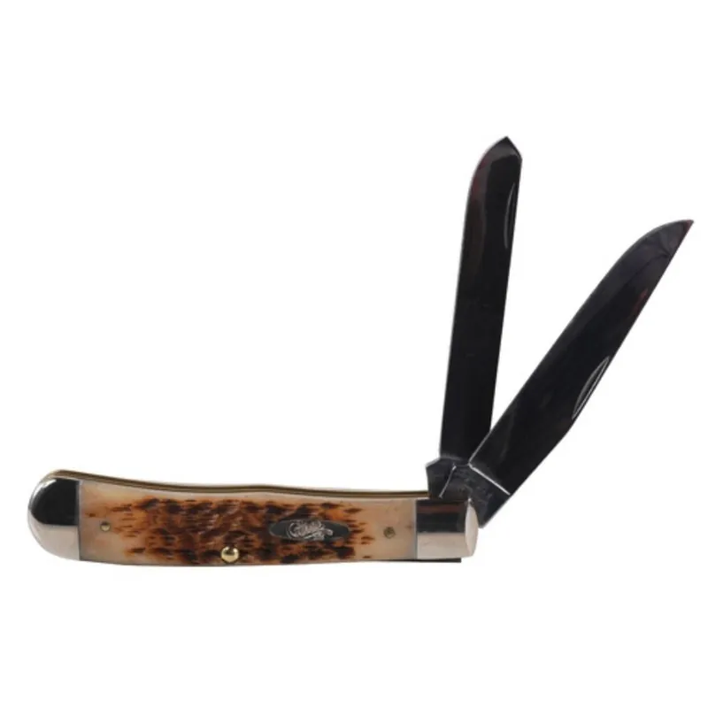 Case Trapper Folding Knife Clip and Spey Chrome Vanadium Blades AB Handle