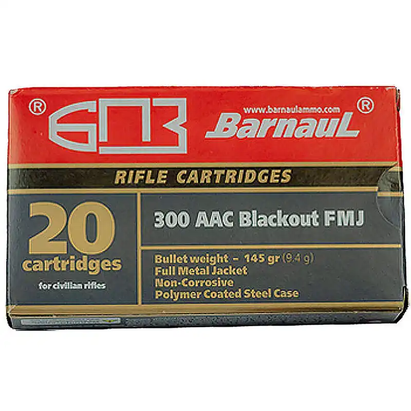 Barnaul .300 AAC Blackout 145 FMJ Polycoated Steel Case Cartridges 20 Rounds