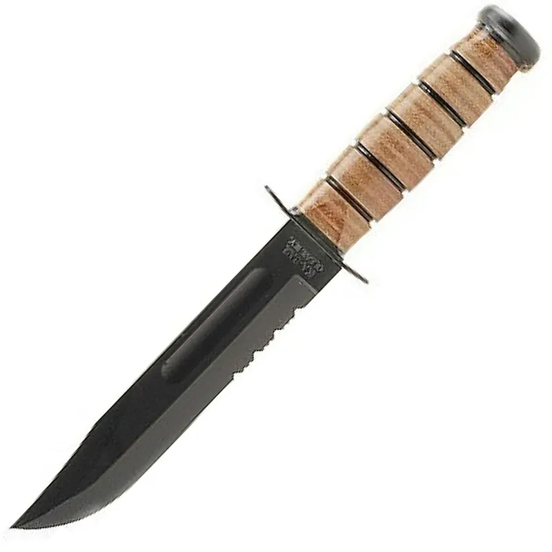 KA-BAR U.S. Army Fighting 7" Serrated Carbon Steel Clip Point Blade Black