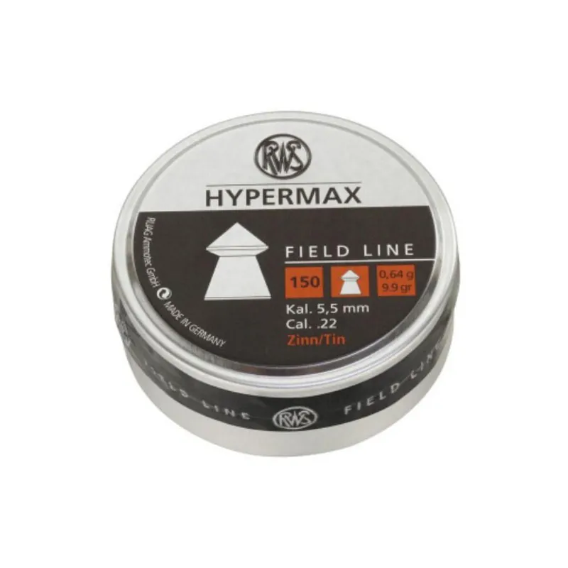 RWS HyperMax Air Gun Pellets 22 Caliber 9.9 Grain Spire Point Tin of 150