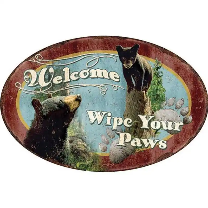 River‘s Edge Products "Wipe Your Paws" Tin Sign 12 Inches x 17 Inches 1536