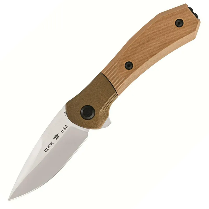 Buck Knifes 590 Paradigm Folding Knife 3" Drop Point S35VN Satin Blade G-10 Handle Brown