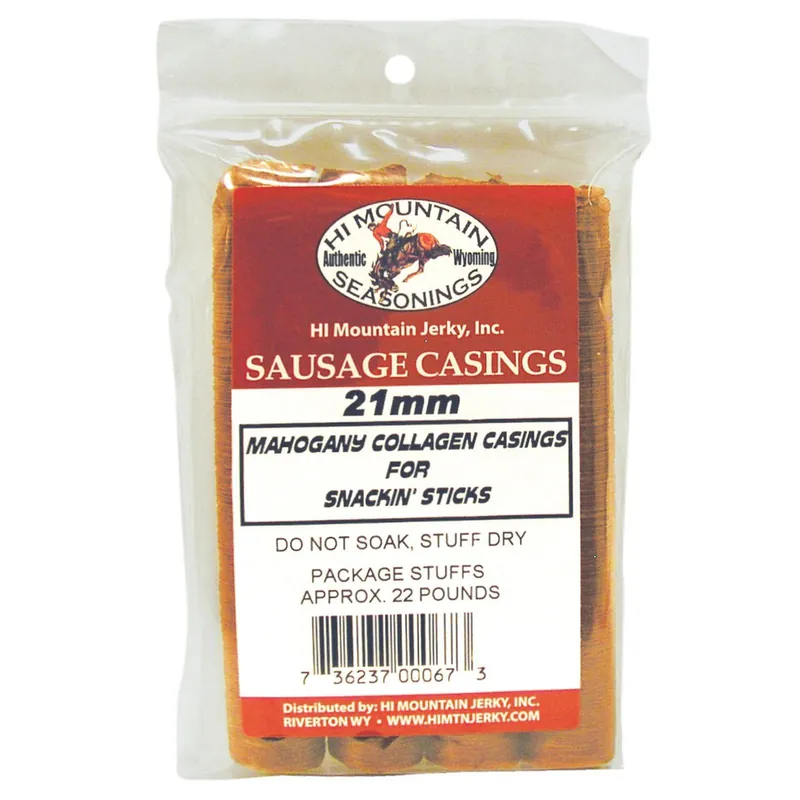 Hi Mountain Seasonings Mahogany Snackin‘ Sticks Casings, 21mm