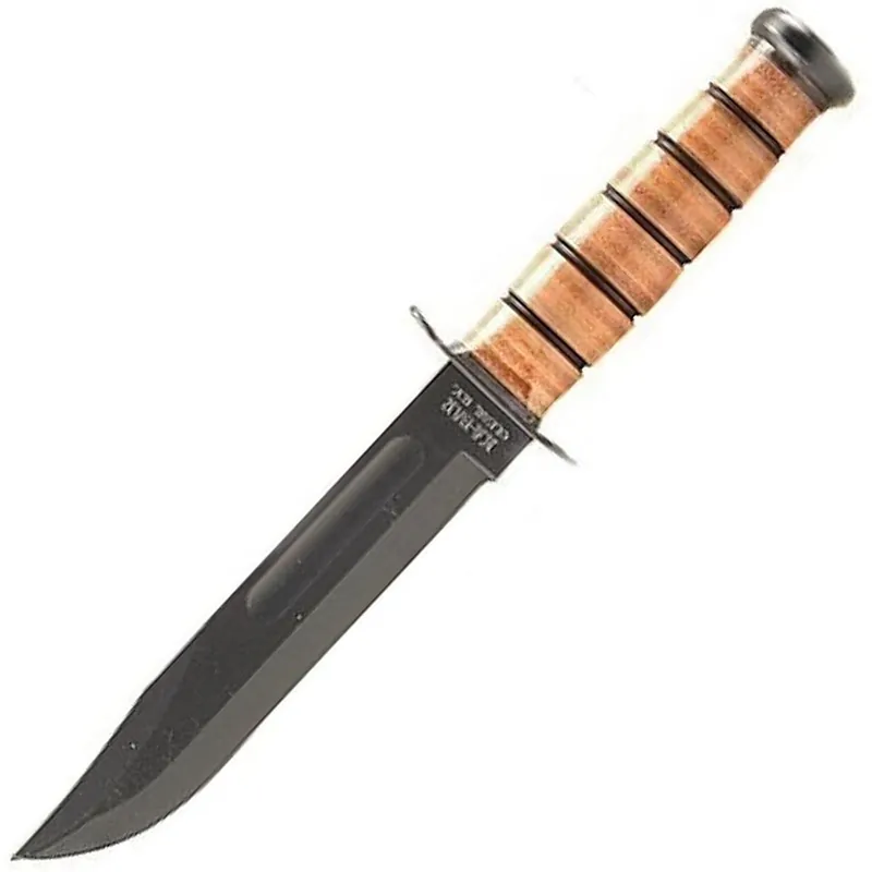 KA-BAR U.S. Army Fighting 7" Carbon Steel Clip Point Blade Leather Sheath