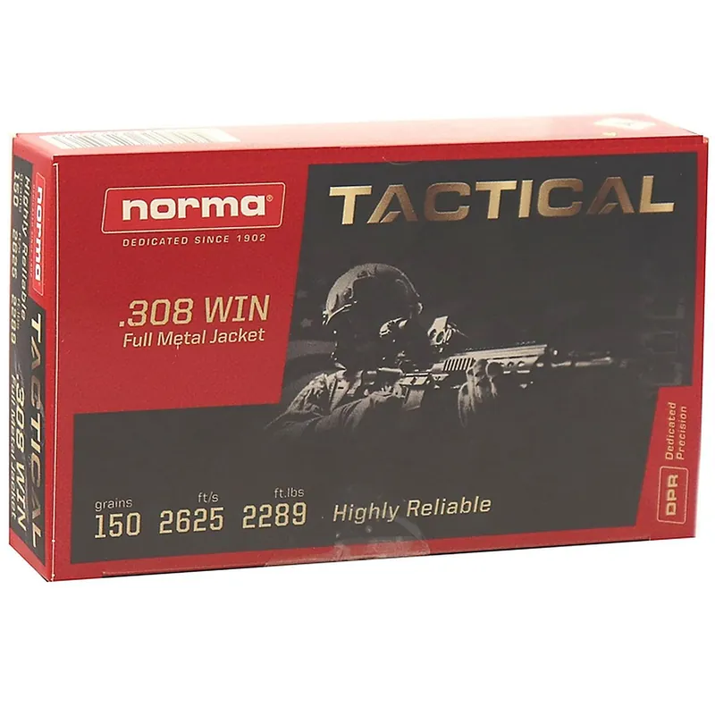 Norma Tactical .308 Win 295240020 150GR FMJ 20 Rounds