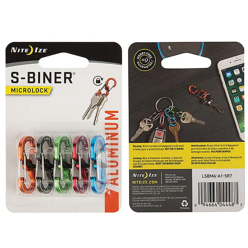 NITE IZE S-Biner Microlock Aluminum 5 Pack Assorted