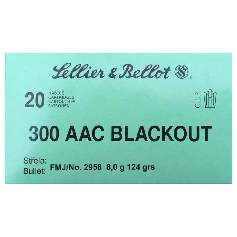 Sellier & Bellot .300 Blackout SB300BLKA FMJ 124GR 20 Rounds