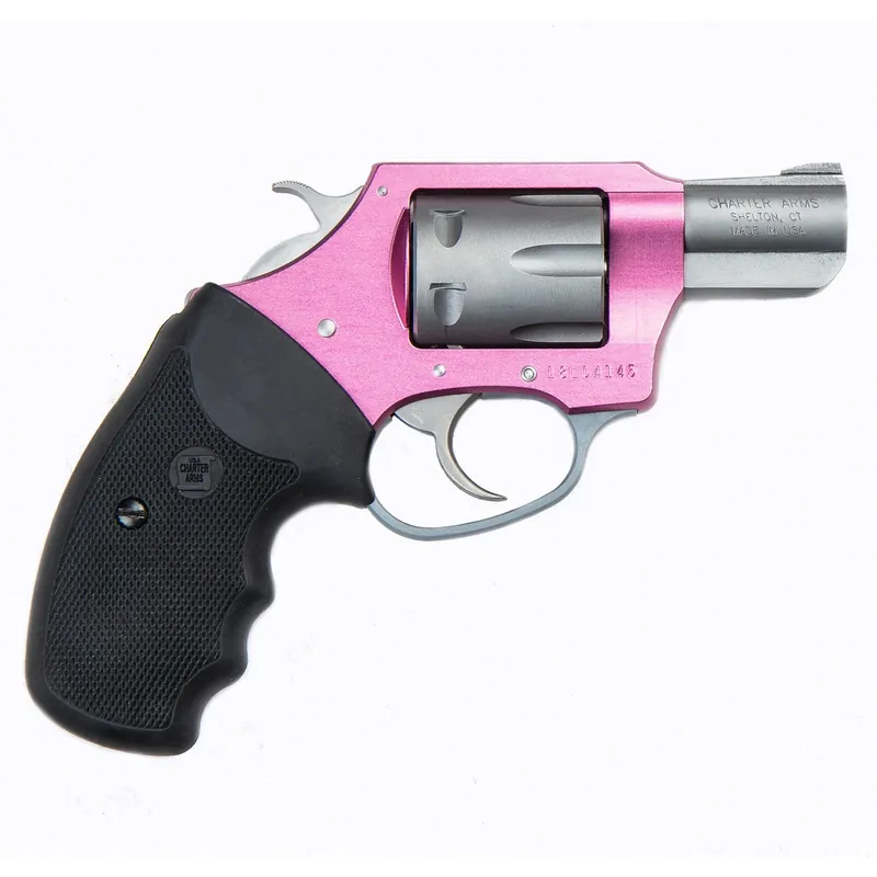 Charter Arms 52230 Pink Lady Revolver 22 Long Rifle 2" Barrel 6-Round Pink and Black Rubber