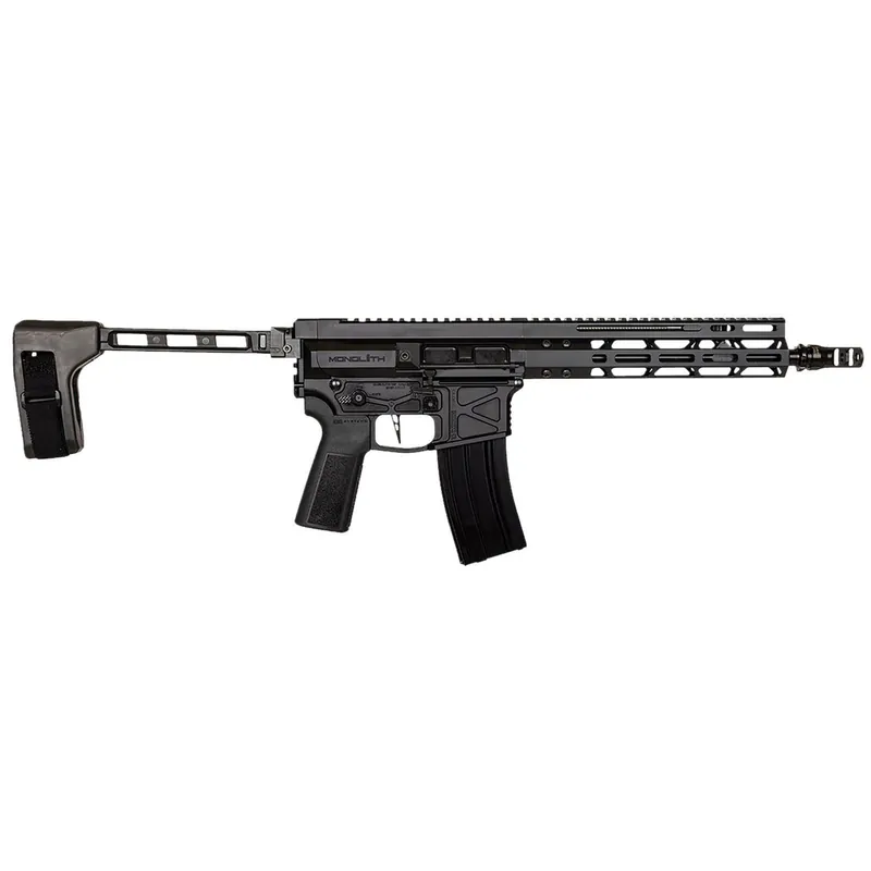 Global Ordnance LLC 197892004862 Monolith 15P 5.56x45mm NATO 30+1 12.50" Black Mono Barrel, M-LOK Handguard, Black Aluminum Picatinny Rail Receiver, SB Tactical Brace, B5 P-Grip 23 Grip