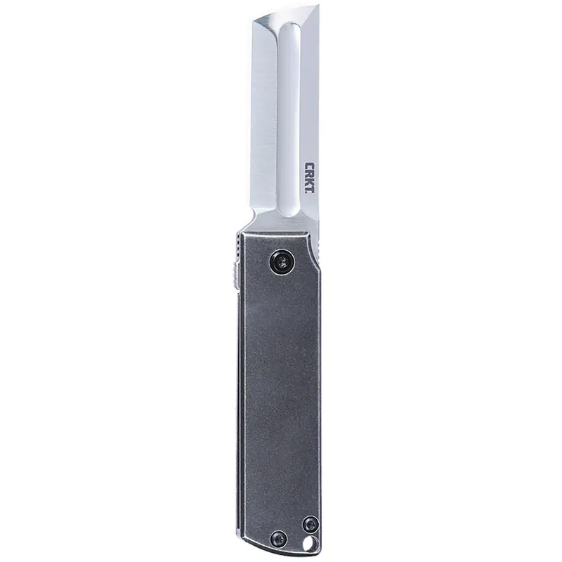 CRKT 5915 MinimalX EDC 2.19" Folding Modified Tanto Plain Satin 12C27 Sandvik Blade, Stonewashed Stainless Steel Handle