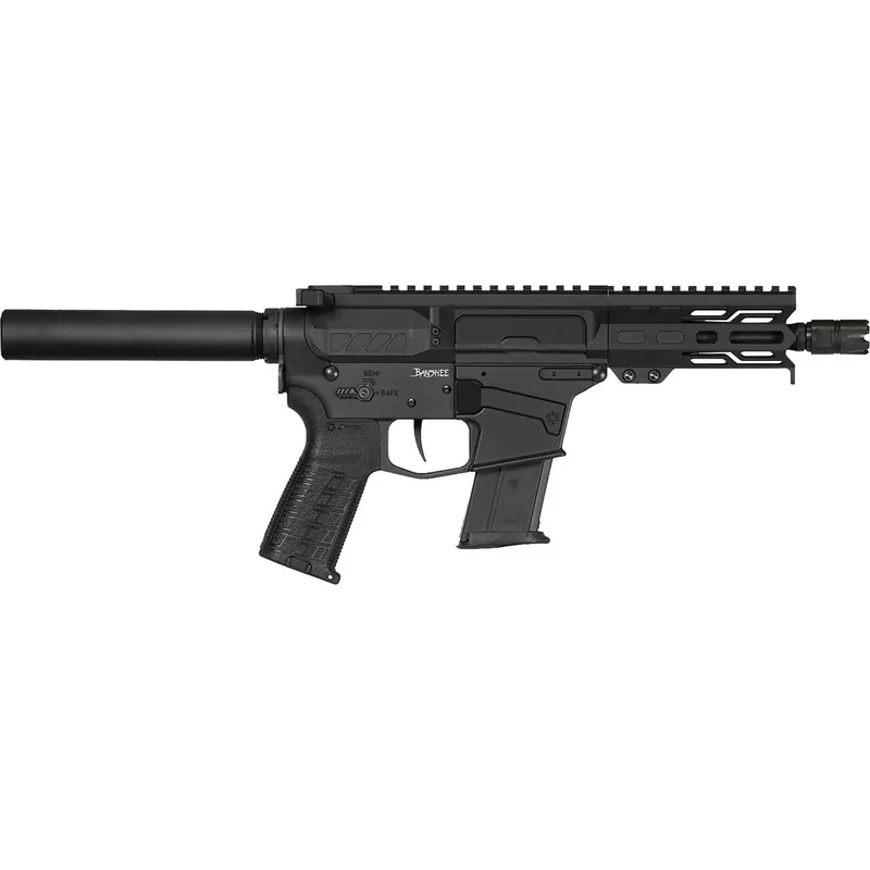 CMMG 57A9A0FAB Banshee MK57 5.7x28mm 20+1 5" Black Nitride Medium Taper Threaded Barrel, M-LOK Handguard, Black Armor Cerakote Aluminum Receiver w/Picatinny Rail, Black Pistol Tube, CMMG Zeroed Grip