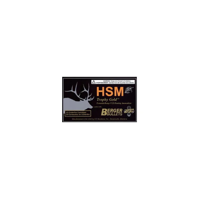 HSM 300HH168VLD Trophy Gold Extended Range 300 H&H Mag 168 gr Berger Hunting VLD Match 20 Per Box/ 20 Case
