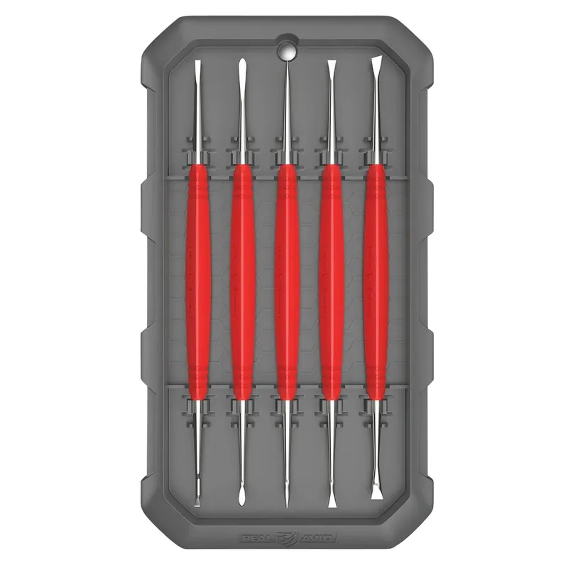 Real Avid AVAGSPS Accu-Grip Steel Picks Red Rubber Overmold Handle 5 Pieces