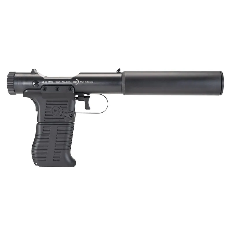 B&T Firearms 410111 Station Six 9mm Luger 9+1 3.50" Barrel/5.10" Suppressor, Black Hard Coat Anodized, Black Pre-Scored Grips