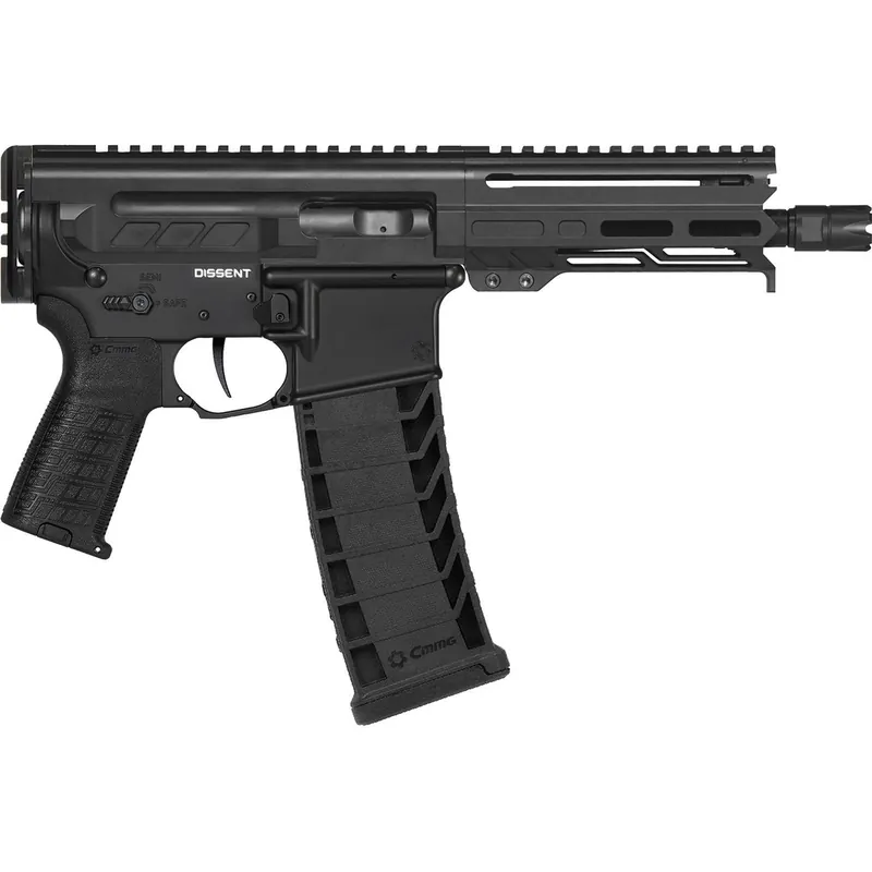 CMMG 94A6867AB Dissent MK4 9mm Luger 33+1 6.50", Black, Picatinny Brace Adapter, 5.50" M-LOK Handguard, Left Side Charging Handle, Zeroed Linear Comp, Zeroed Drop-In Single Stage Trigger