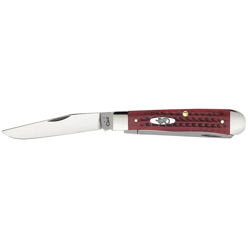Case 00783 Trapper Medium 3.25"/3.27" Folding Clip Point/Spey Plain Mirror Polished Tru-Sharp SS Blade Corn Cob Jigged Old Red Bone Handle