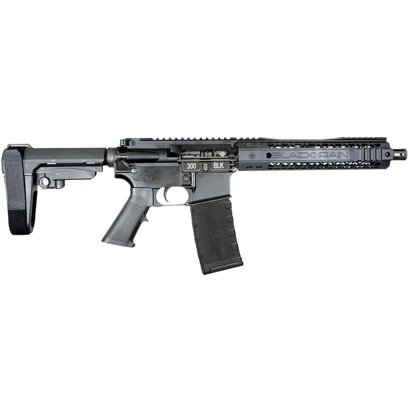 Black Rain Ordnance Spec15 300 Blackout 30+1 10.50" Black Nitride Steel Barrel, 10" M-LOK Handguard, Black Anodized Aluminum Picatinny Rail Receiver, Tactical SBA3 Brace, Black G.I. Grip