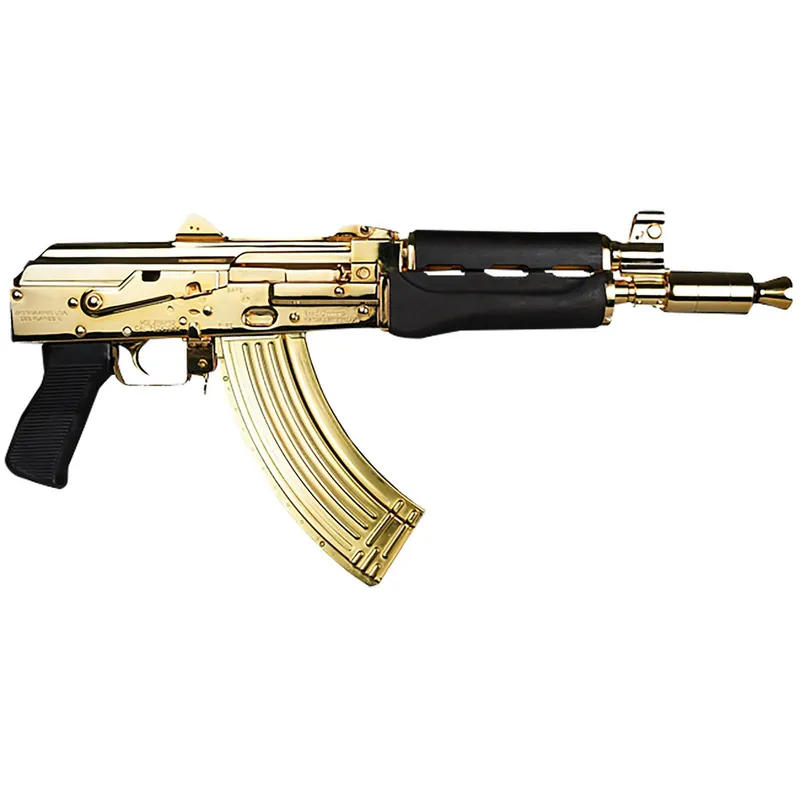 Zastava Arms Usa ZP92762MGL ZPAP 92 7.62x39mm 30+1 10" 24K Gold Plated/Cold Hammer Forged, Chrome Lined Barrel, Steel 24K Gold Plated Receiver, Dark Walnut Grips