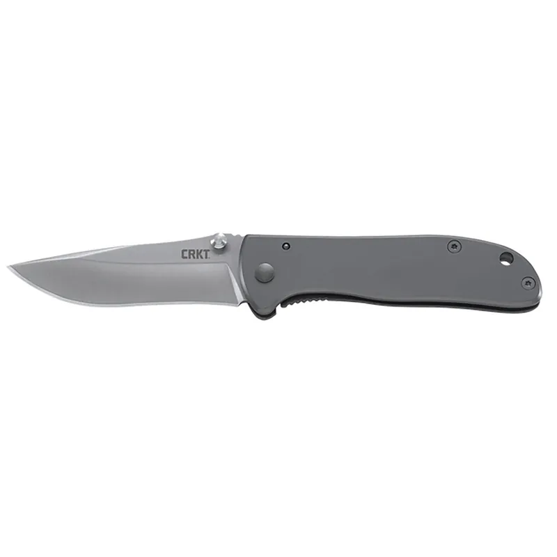 CRKT 6450S Drifter EDC 2.88" Folding Drop Point Plain Satin 8Cr14MoV SS Blade, Silver Stainless Steel Handle